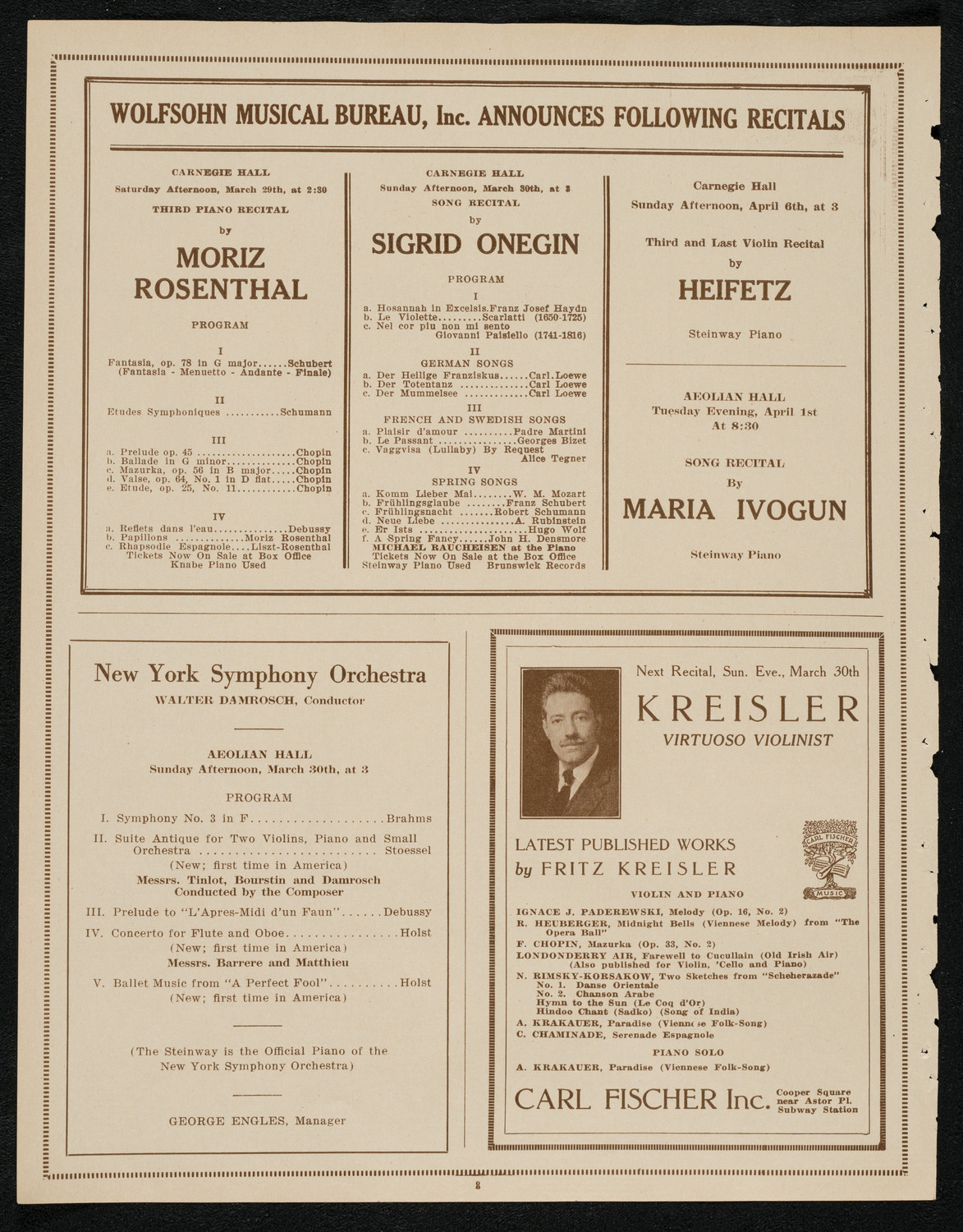 New York Philharmonic, March 27, 1924, program page 8
