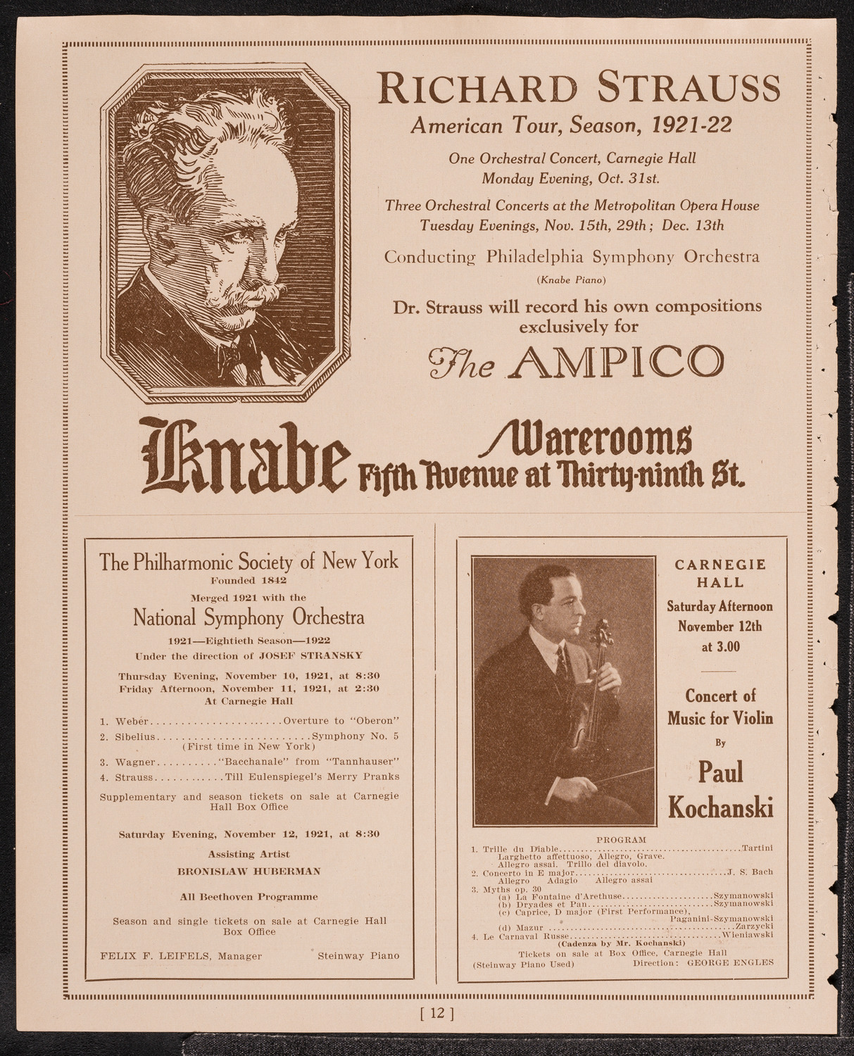 Emmy Destinn, Soprano, October 28, 1921, program page 12