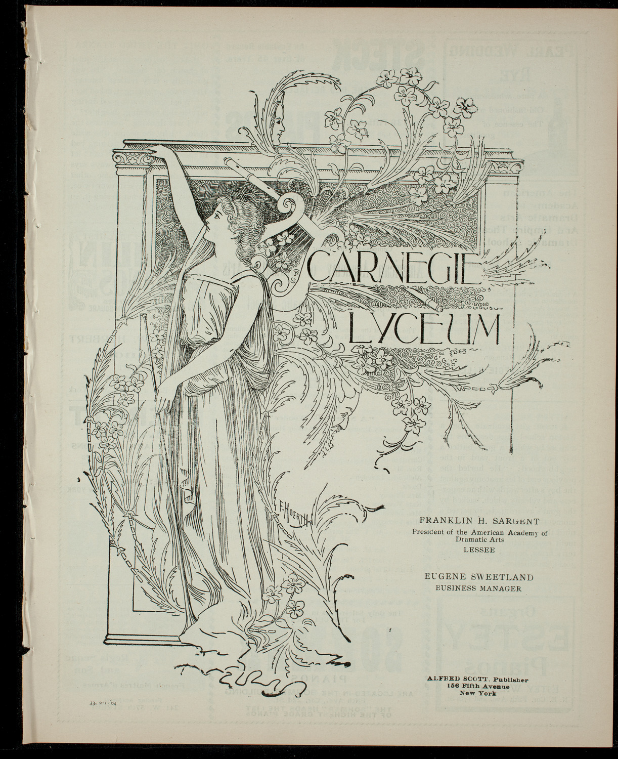 Academy Stock Company of the American Academy of Dramatic Arts/Empire Theatre Dramatic School, February 1, 1904, program page 1