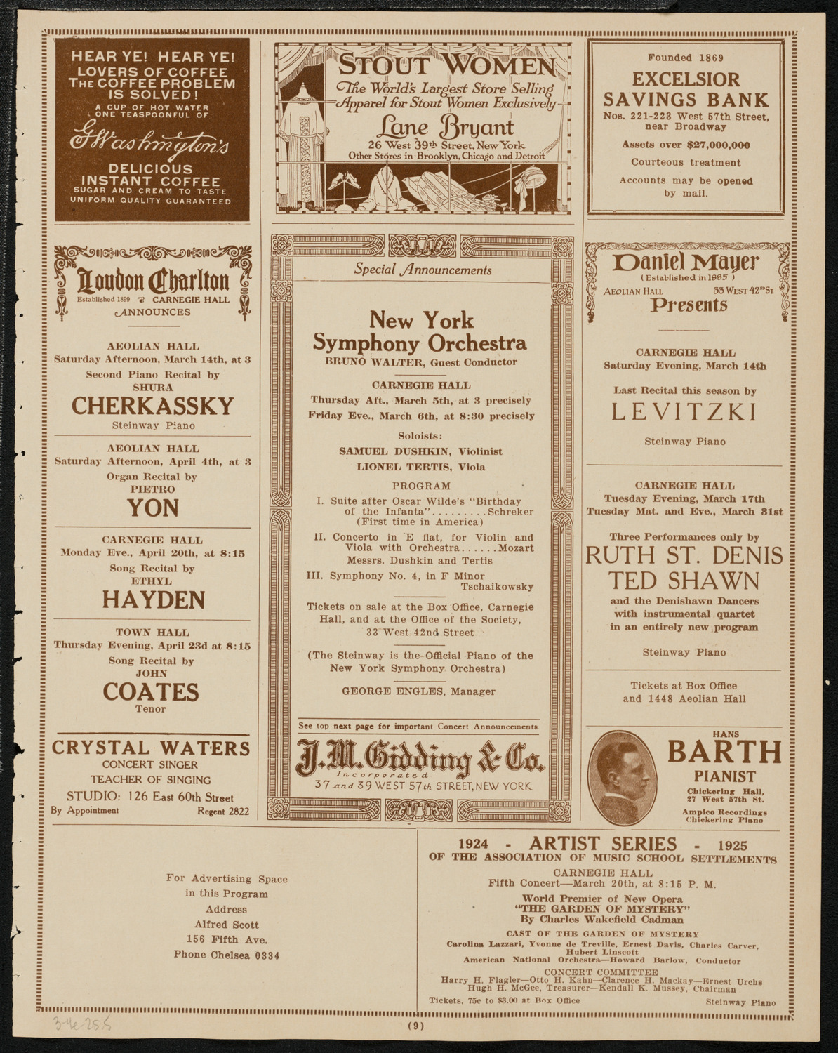 New York Philharmonic Students' Concert, March 4, 1925, program page 9