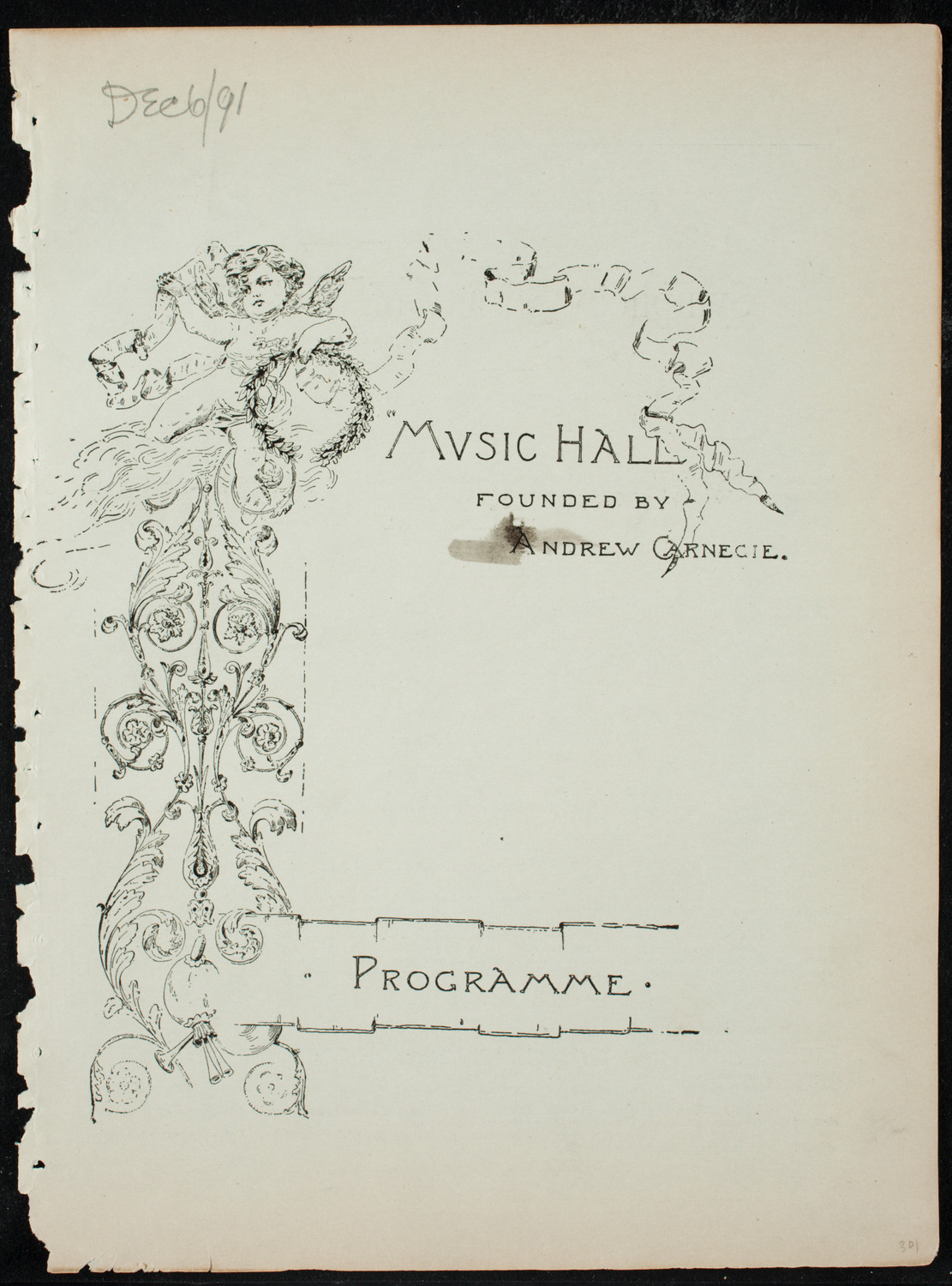 Damrosch Sunday Concert, December 6, 1891, program page 1