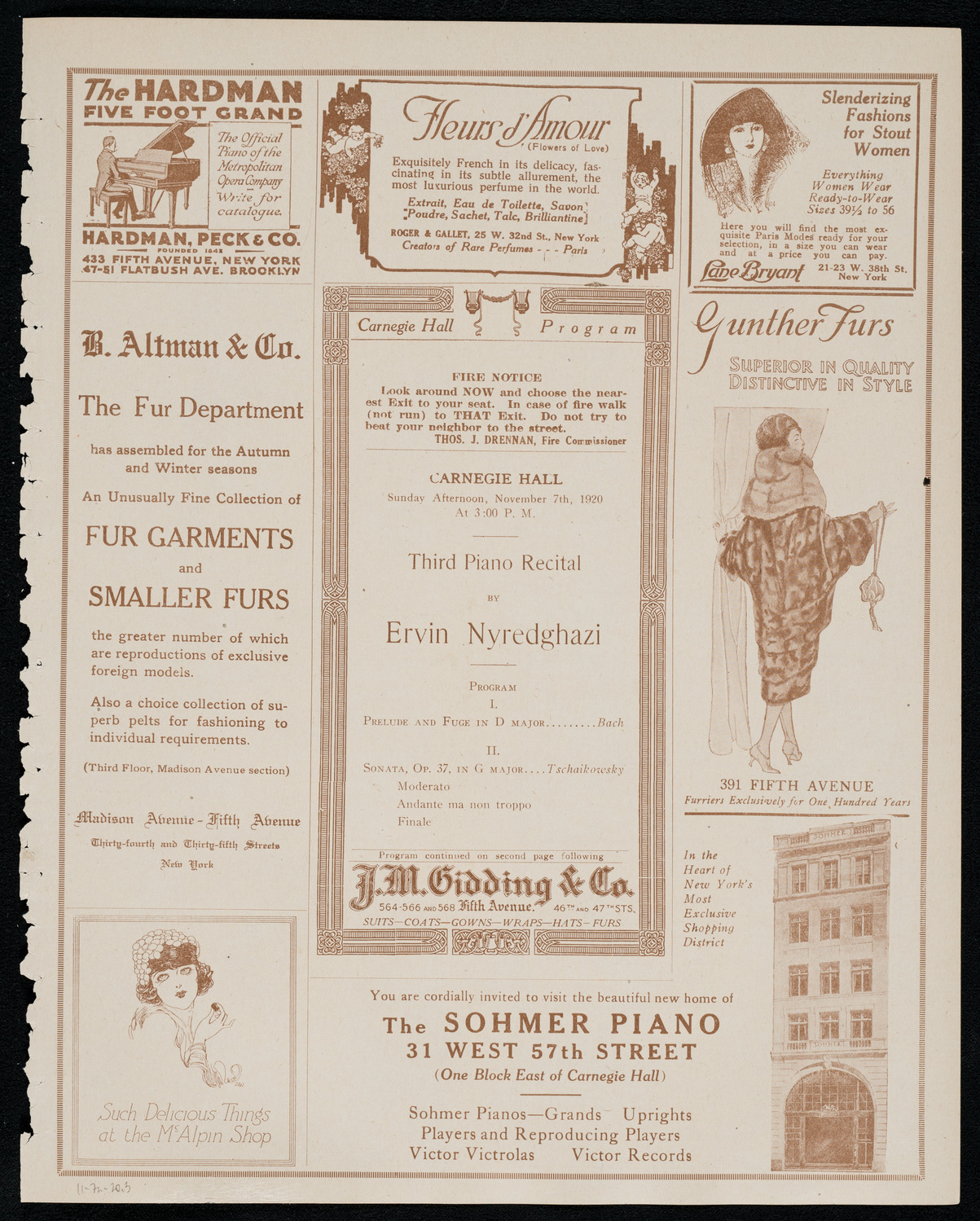 Ervin Nyiregyházi, Piano, November 7, 1920, program page 5