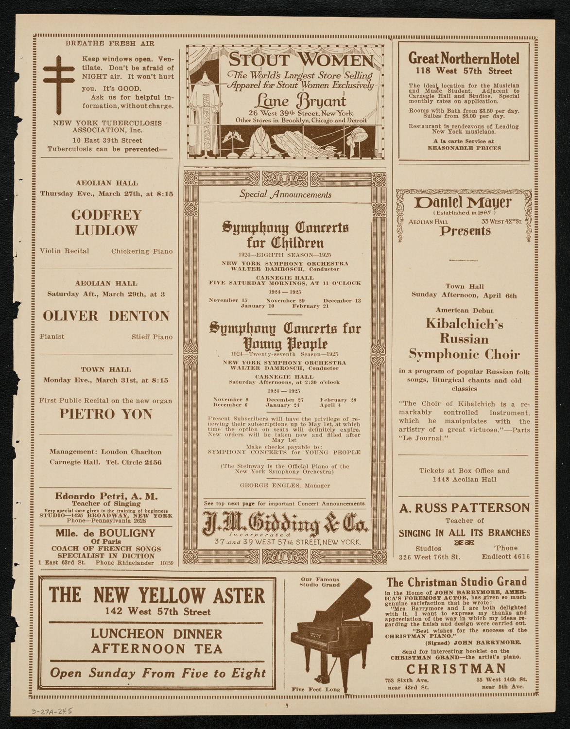 New York Symphony Orchestra, March 27, 1924, program page 9