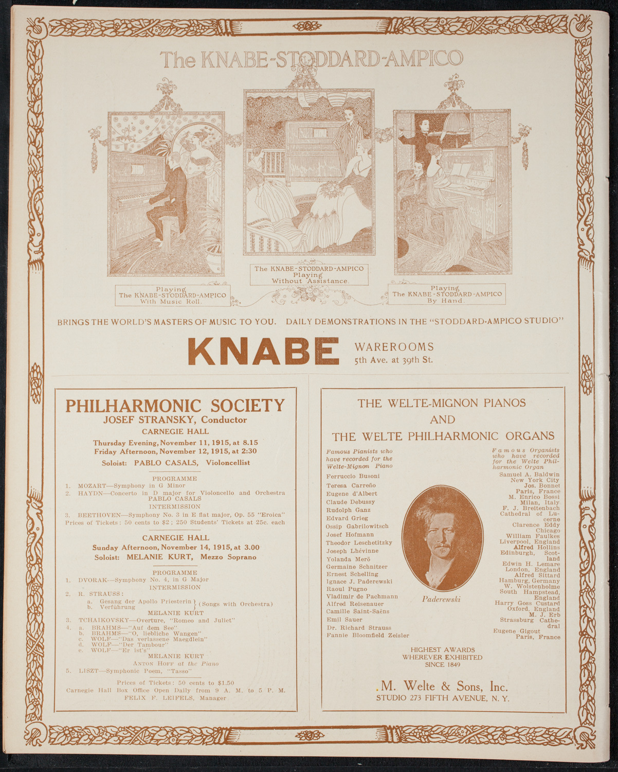 Mischa Elman, Violin, October 30, 1915, program page 12