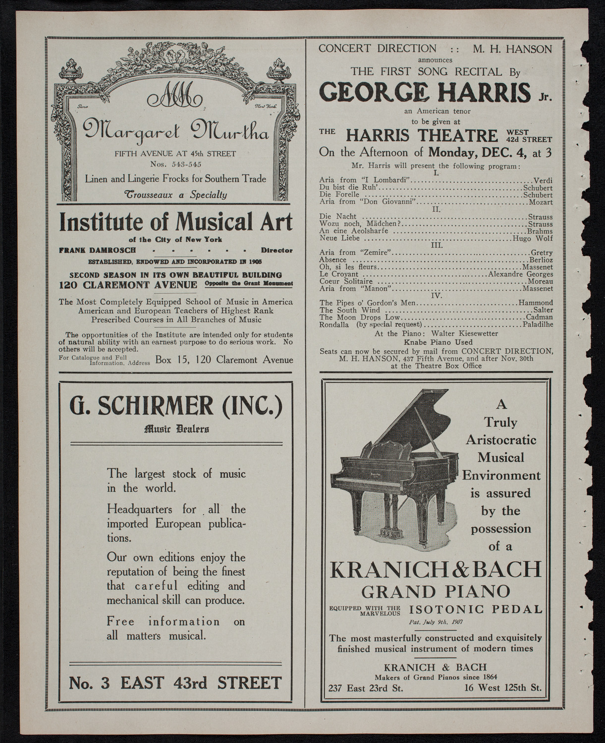 Fannie Bloomfield Zeisler, Piano, December 2, 1911, program page 6