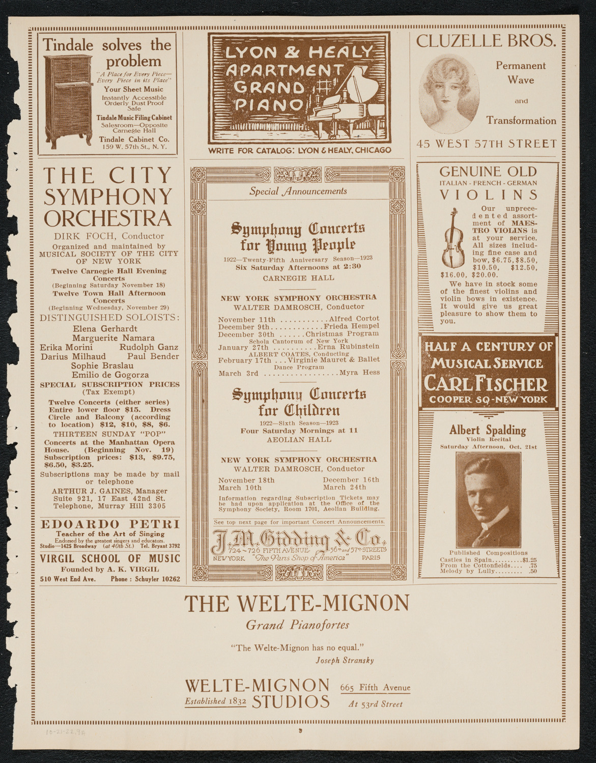 Albert Spalding, Violin, October 21, 1922, program page 9