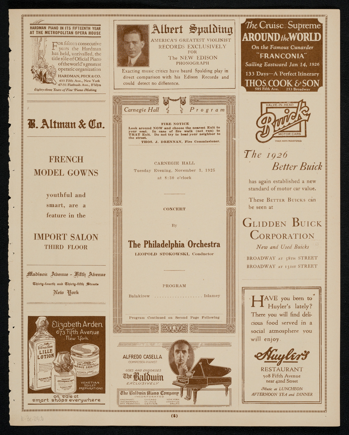 Philadelphia Orchestra, November 3, 1925, program page 5