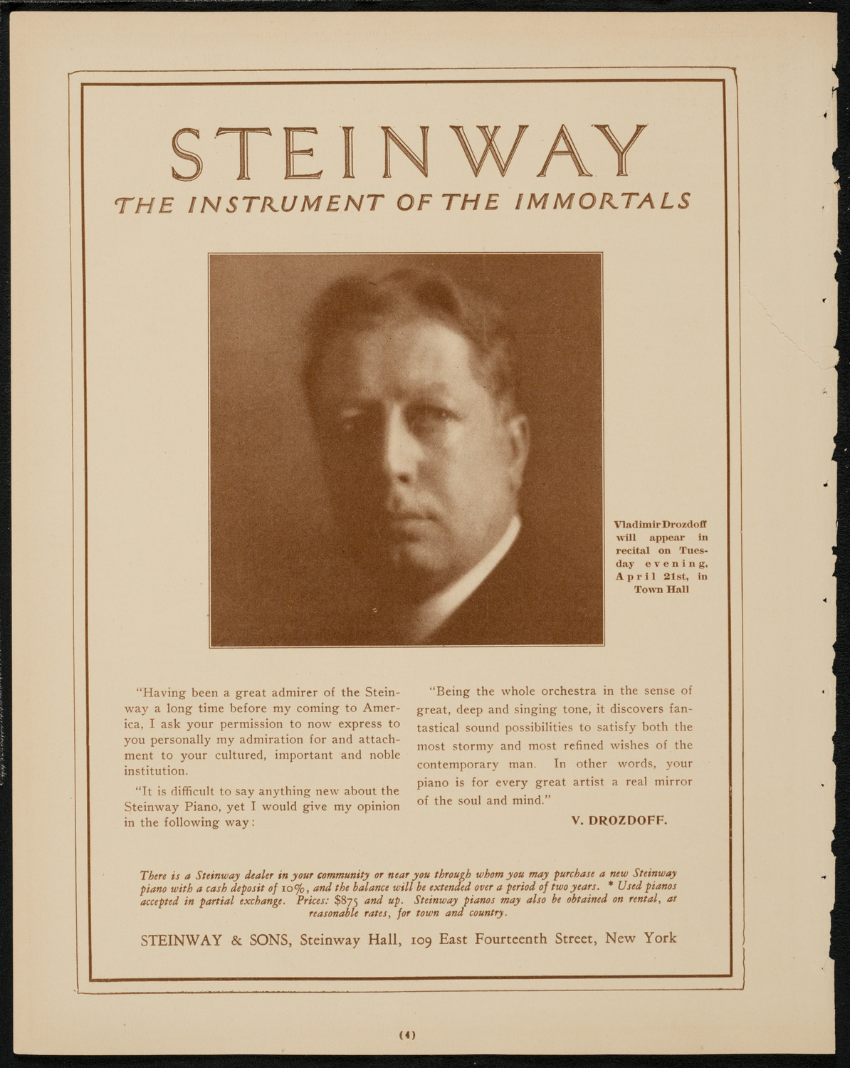 Farewell Concert and Meeting for R. Abramowitch, April 19, 1925, program page 4