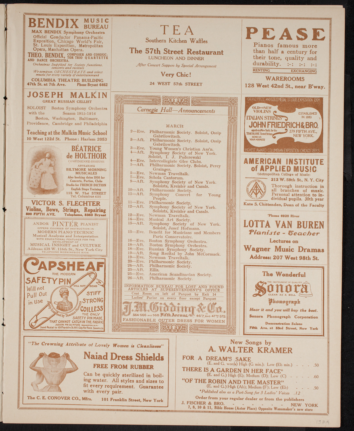 New York Symphony Orchestra, March 2, 1916, program page 3