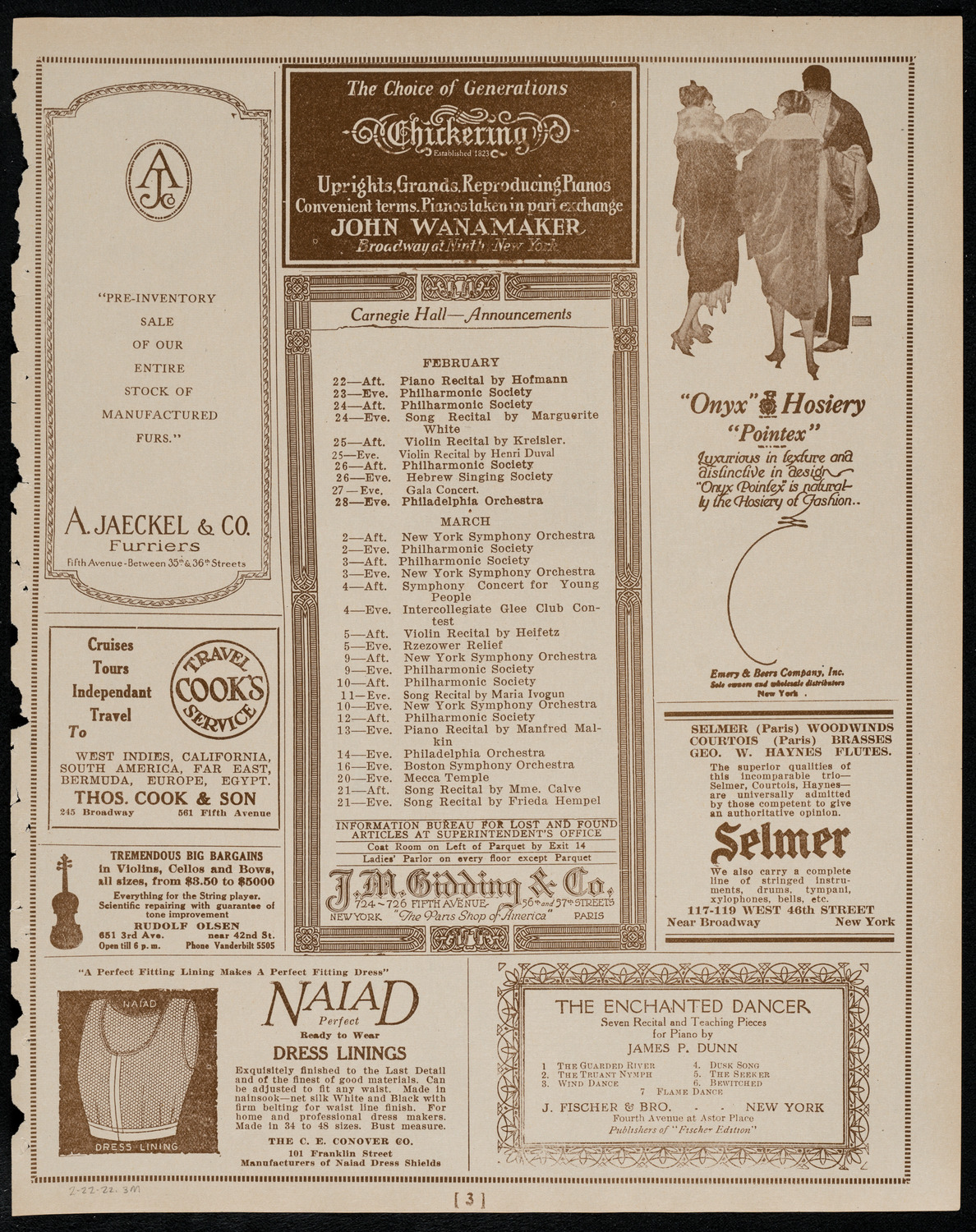 Patriotic Celebration to Commemorate the Birthday of George Washington, February 22, 1922, program page 3