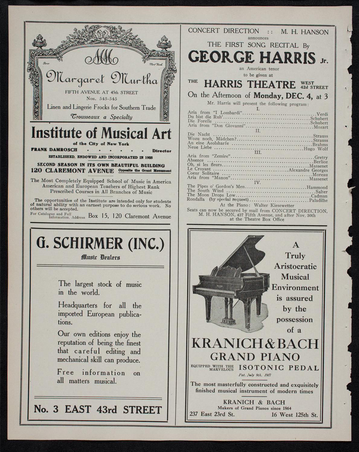 New York Philharmonic, November 26, 1911, program page 6