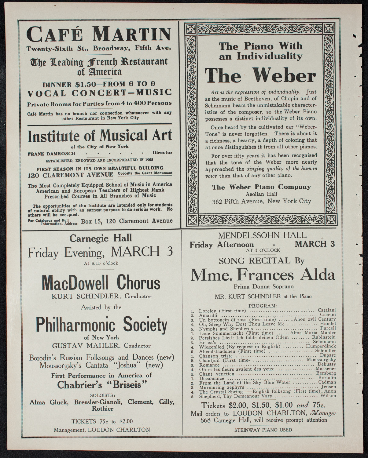 John McCormack, Tenor, February 26, 1911, program page 6