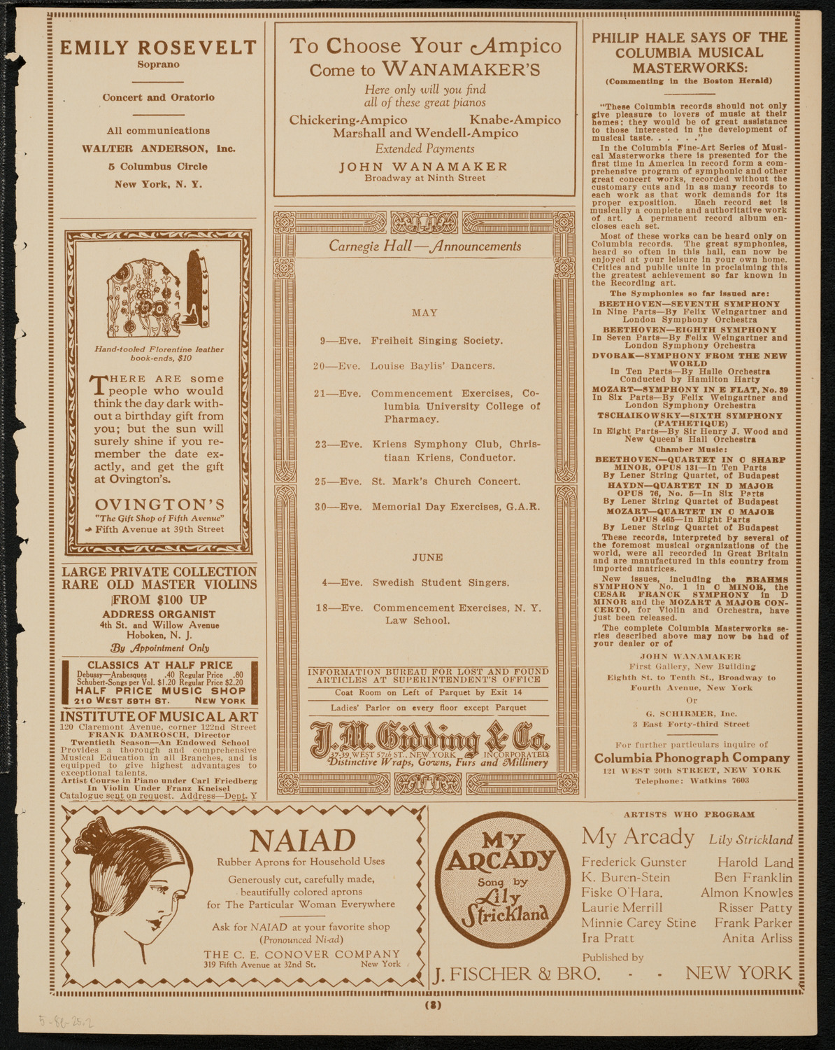 New York Music Week Association Concert, May 8, 1925, program page 3