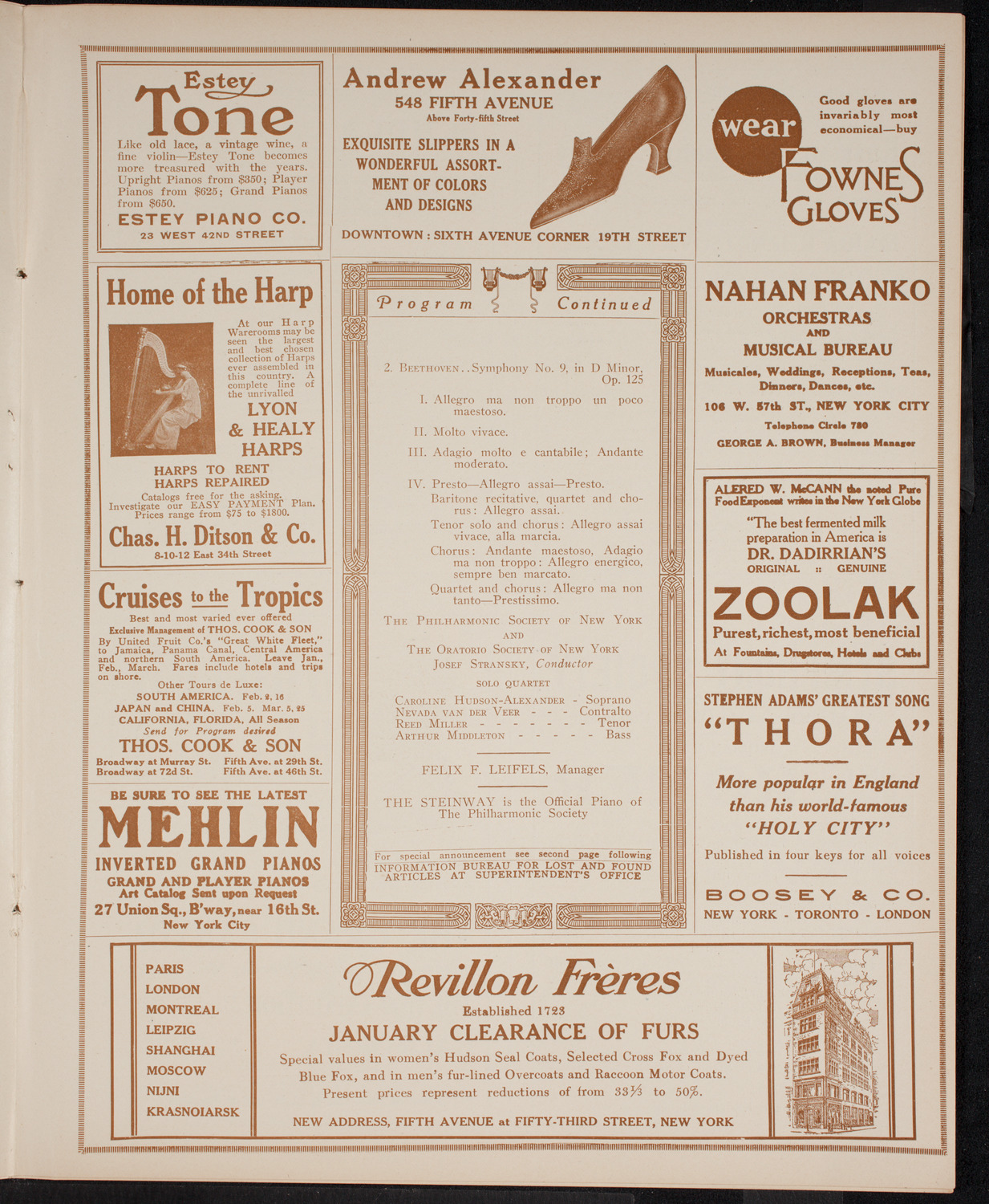 New York Philharmonic, January 27, 1916, program page 7