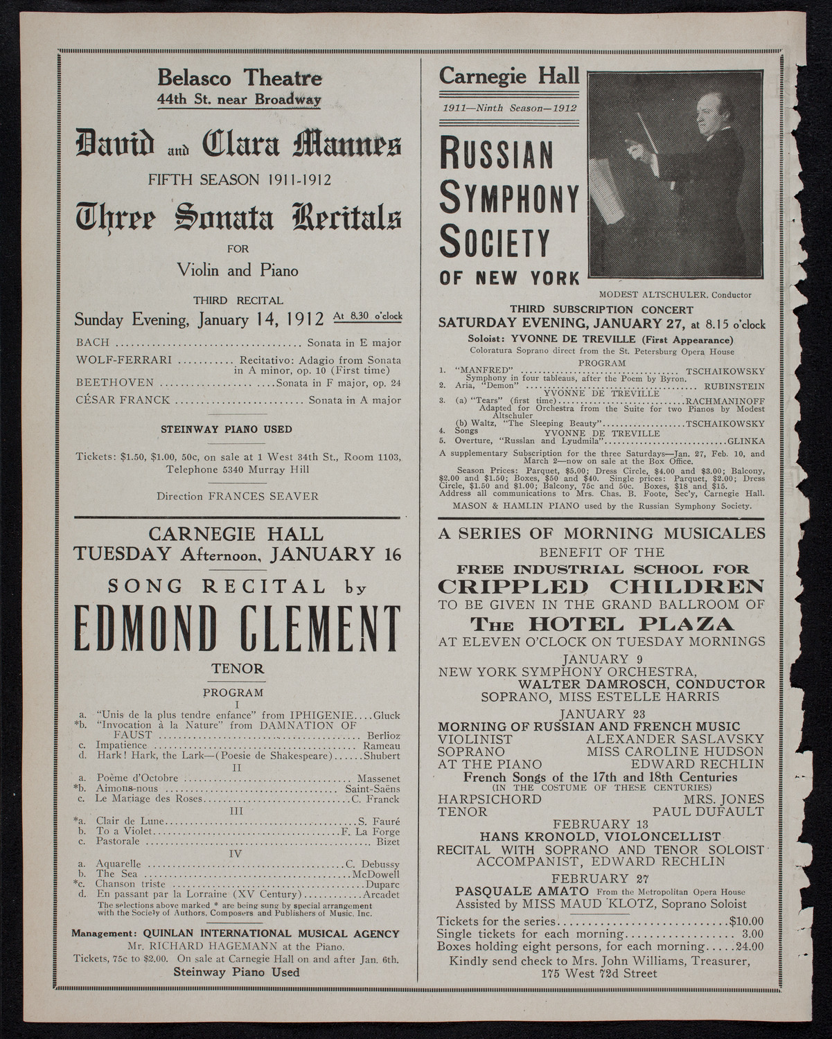 Elena Gerhardt, Soprano, January 9, 1912, program page 10