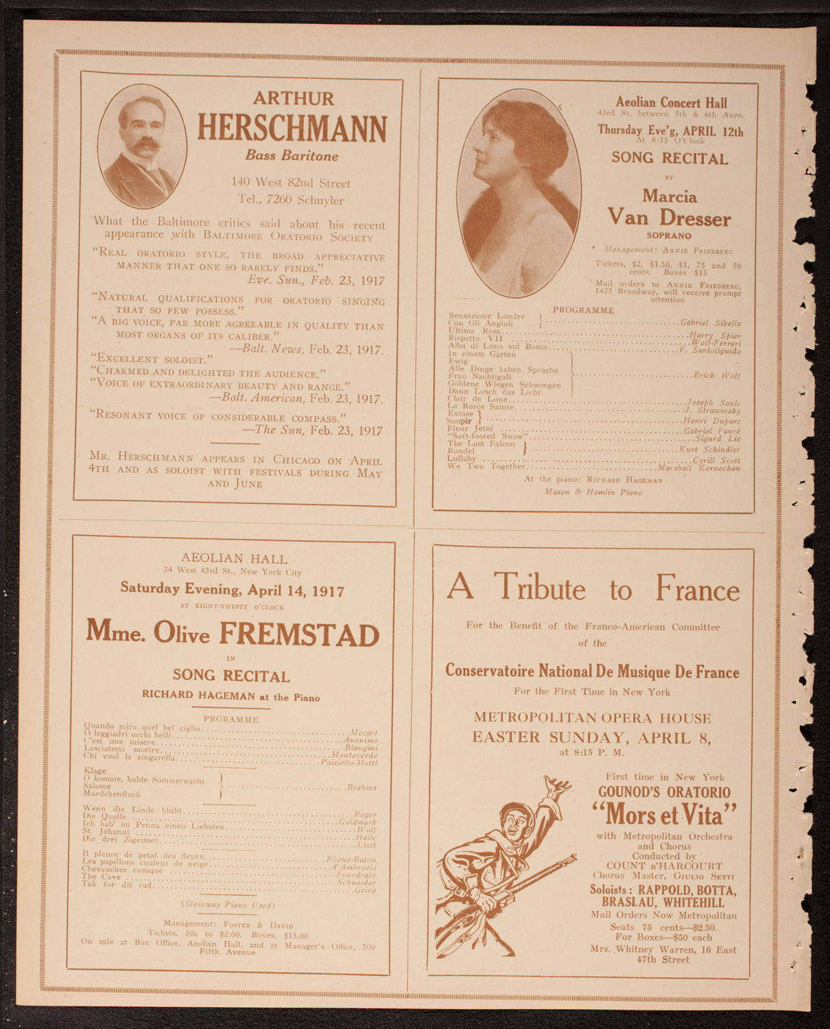 Herbert Witherspoon, Bass and Florence Hinkle (Mrs. Herbert Witherspoon), Soprano, April 7, 1917, program page 10