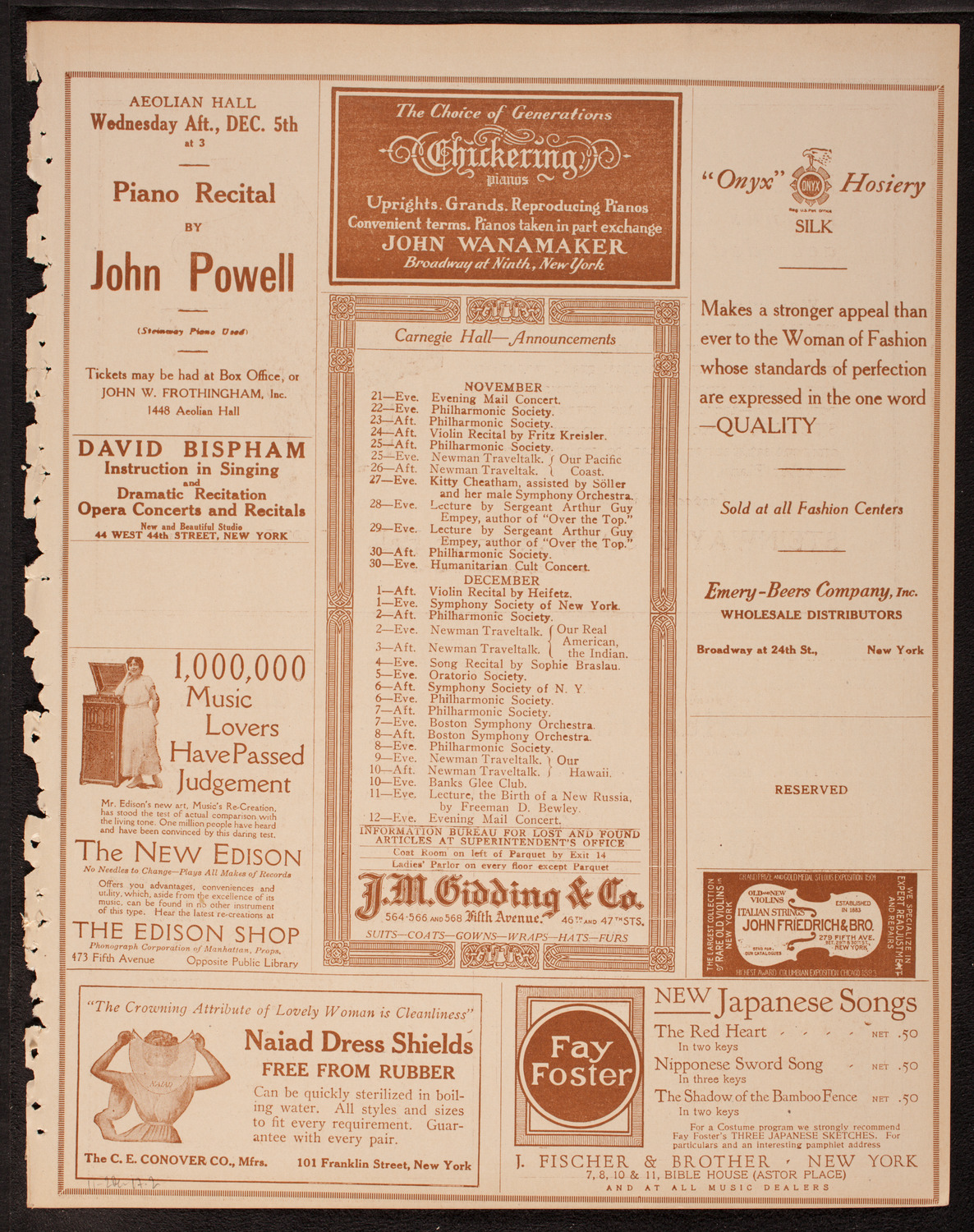 Meeting: The Humanitarian Cult, November 20, 1917, program page 3