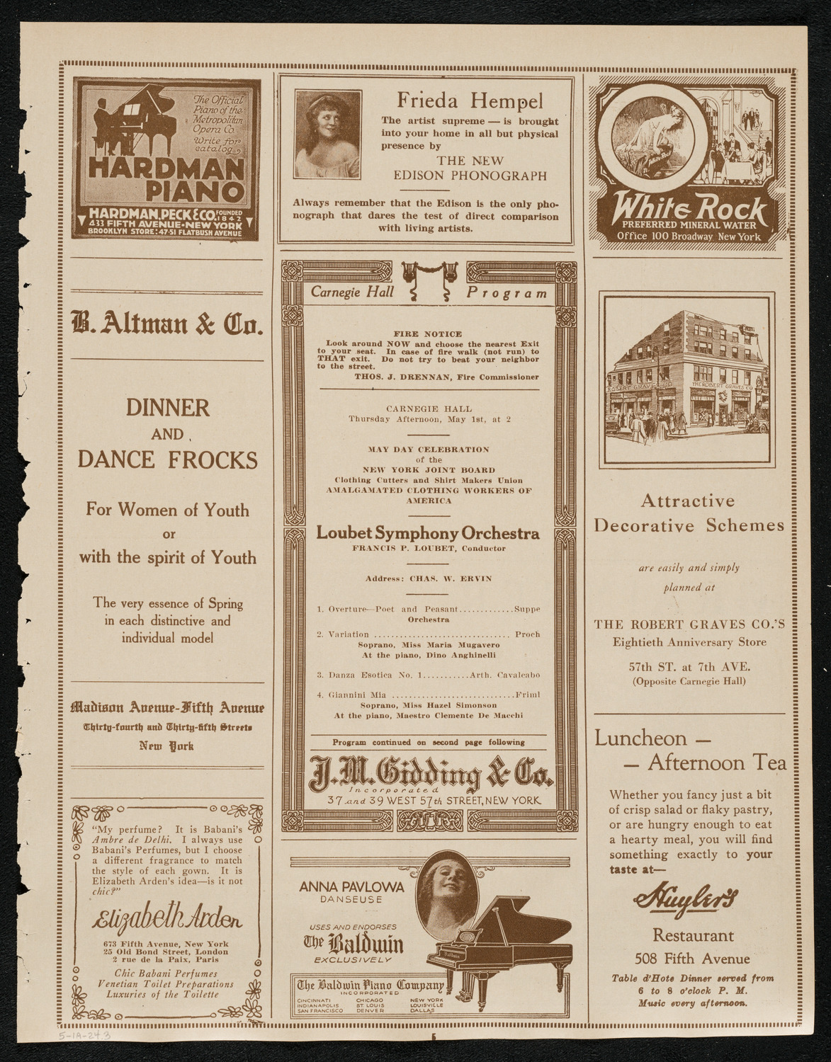 Loubet Symphony Orchestra, May 1, 1924, program page 5