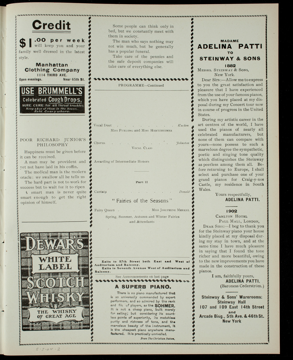 Ursuline Academy Class Exercises, May 5, 1904, program page 3