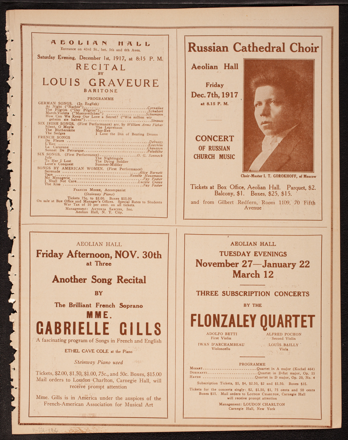 New York Philharmonic, November 22, 1917, program page 11