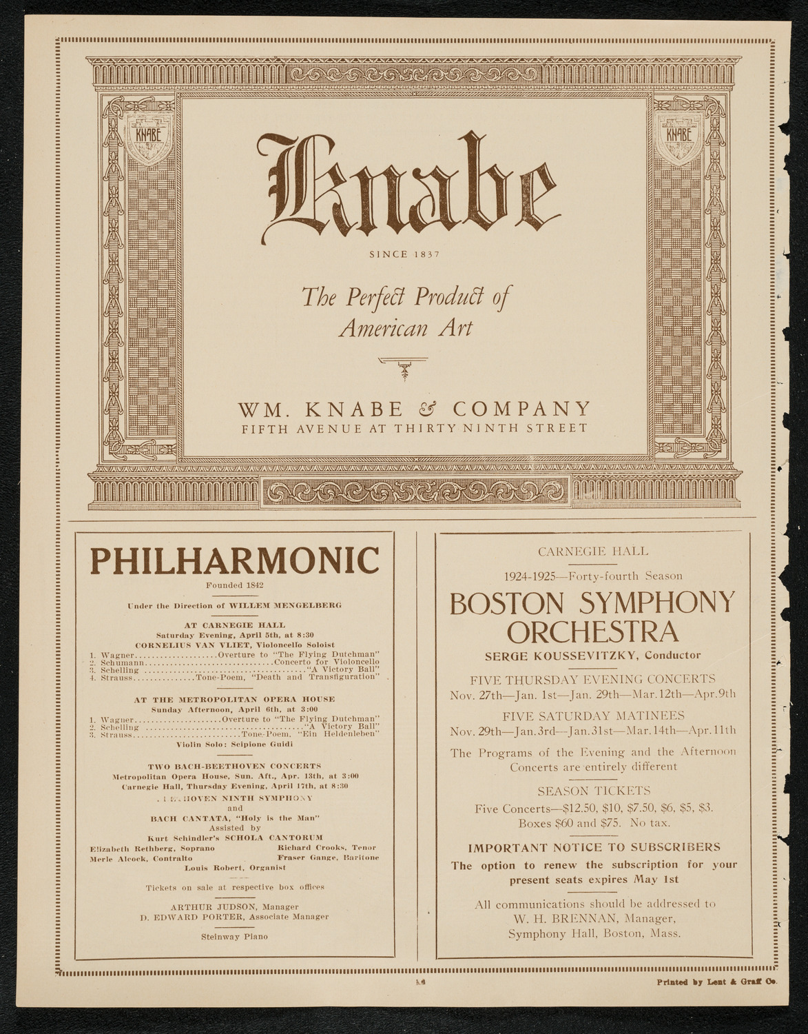 Dusolina Giannini, Soprano, and Mischa Levitzki, Piano, April 4, 1924, program page 12