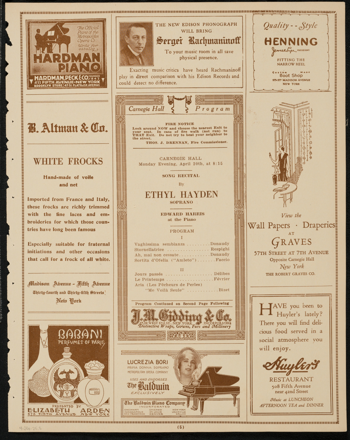Ethyl Hayden, Soprano, April 20, 1925, program page 5