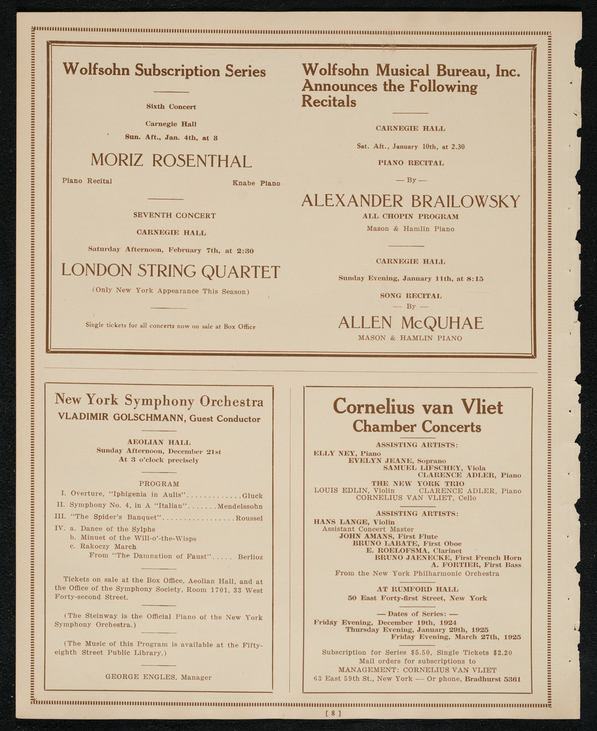 State Symphony Orchestra of New York, December 10, 1924, program page 8