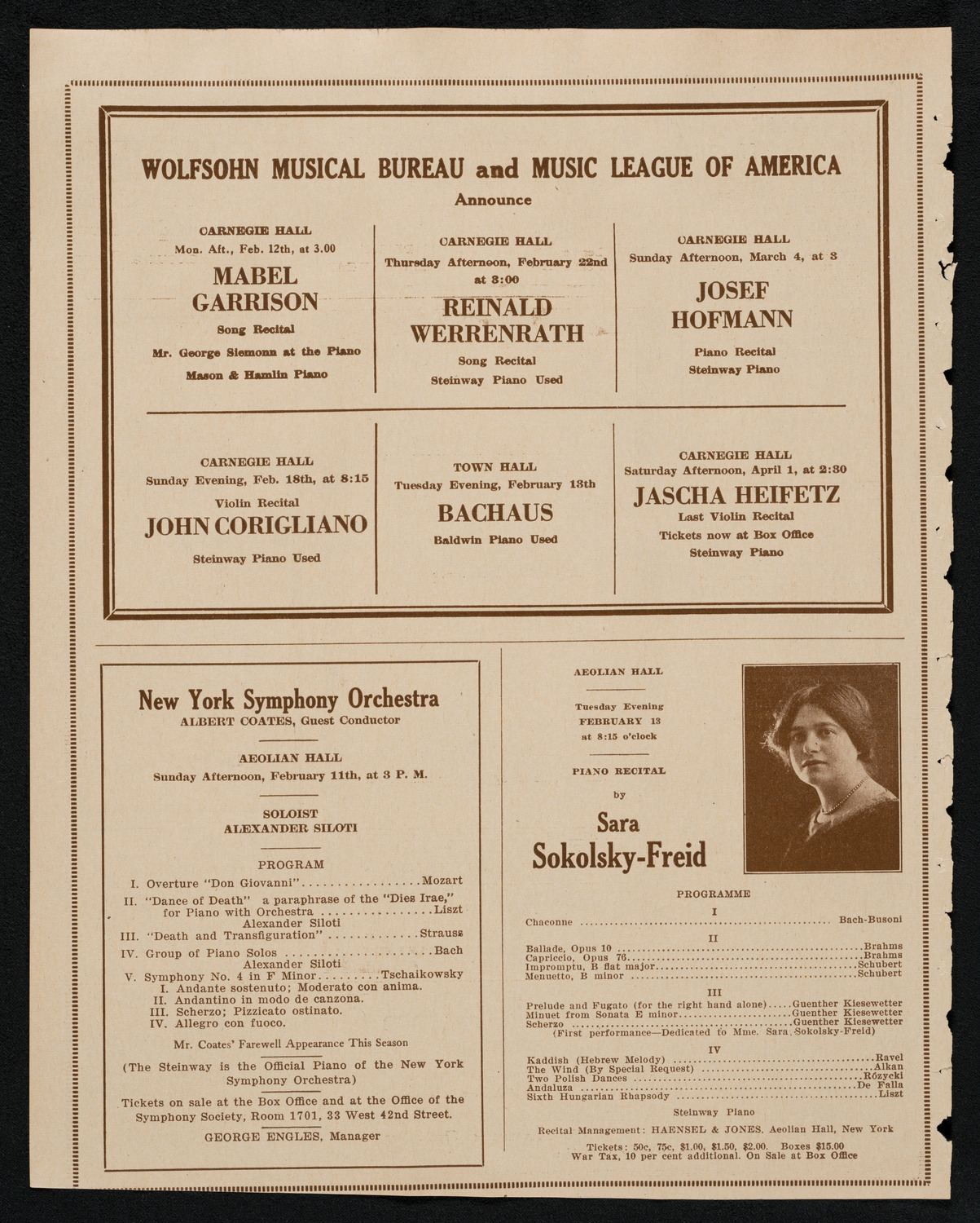 Philadelphia Orchestra, February 6, 1923, program page 8