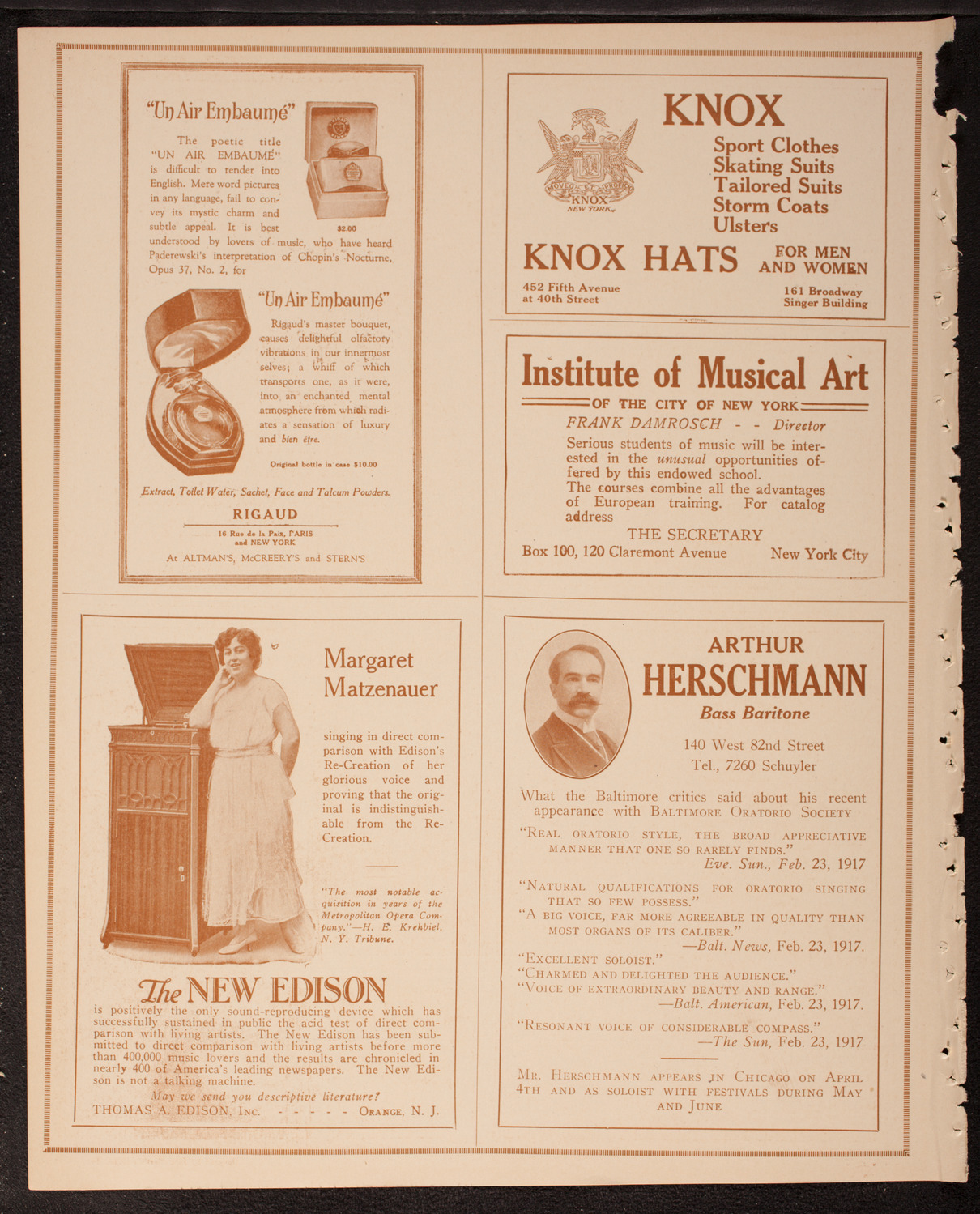 John McCormack, Tenor, April 15, 1917, program page 2