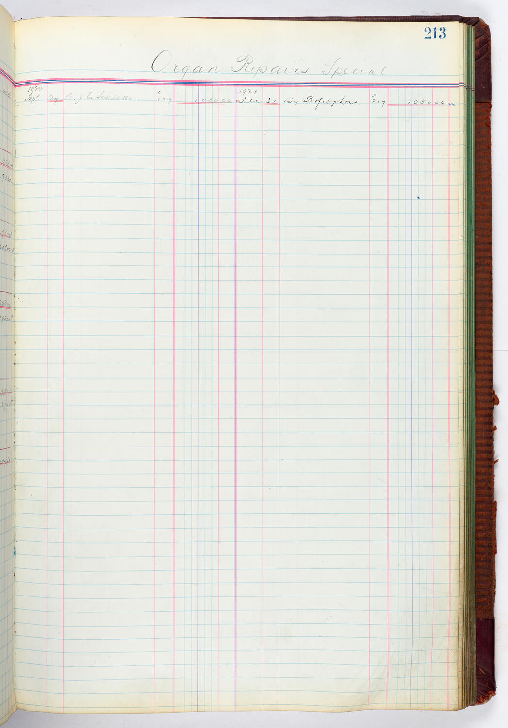 Music Hall Accounting Ledger, volume 4, page 213
