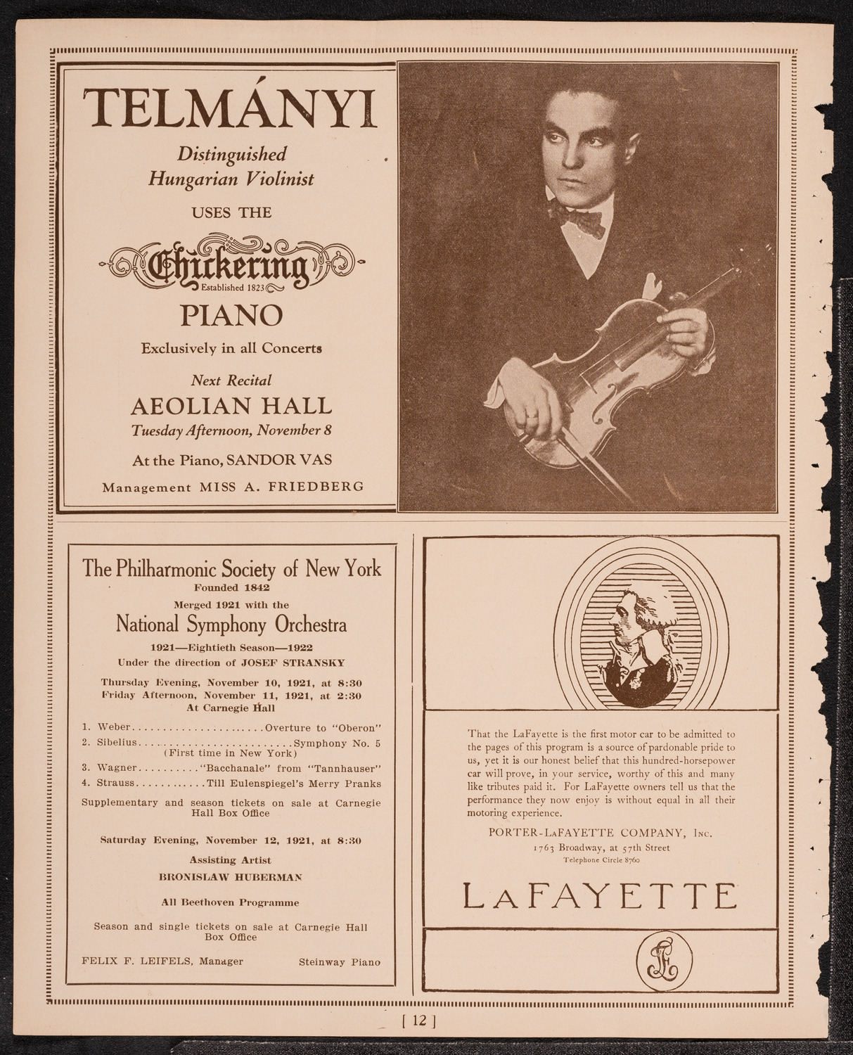 Madeleine MacGuigan, Violin, November 7, 1921, program page 12