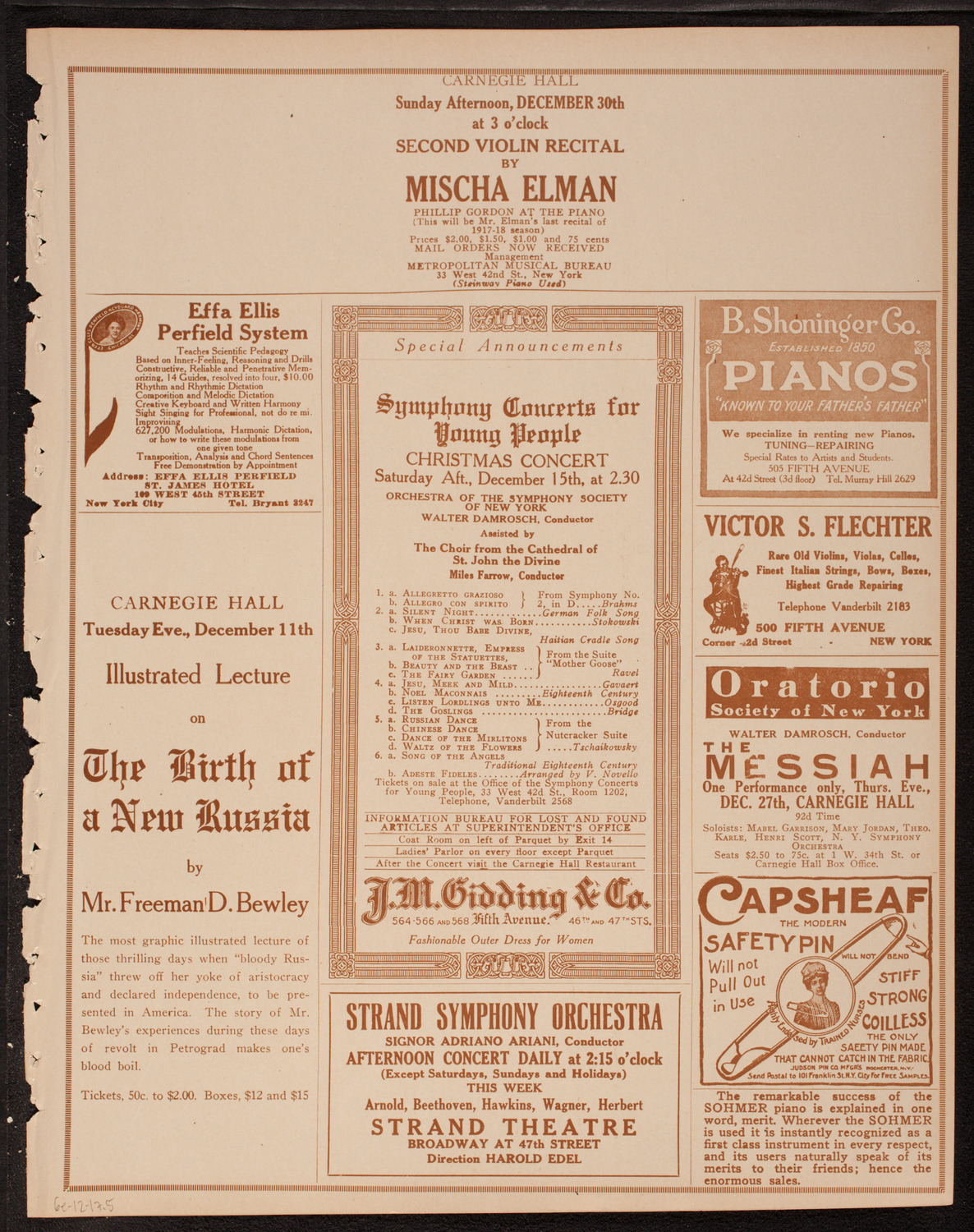 New York Philharmonic, December 6, 1917, program page 9