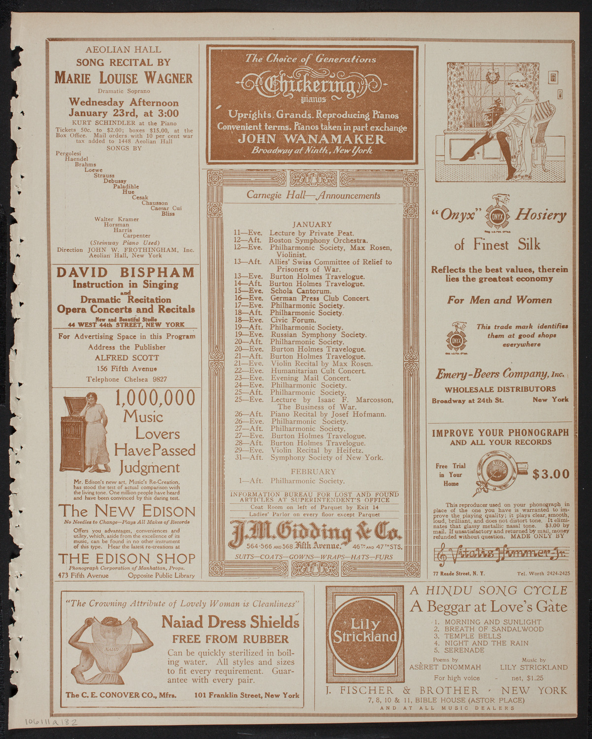 New York Philharmonic, January 11, 1918, program page 3