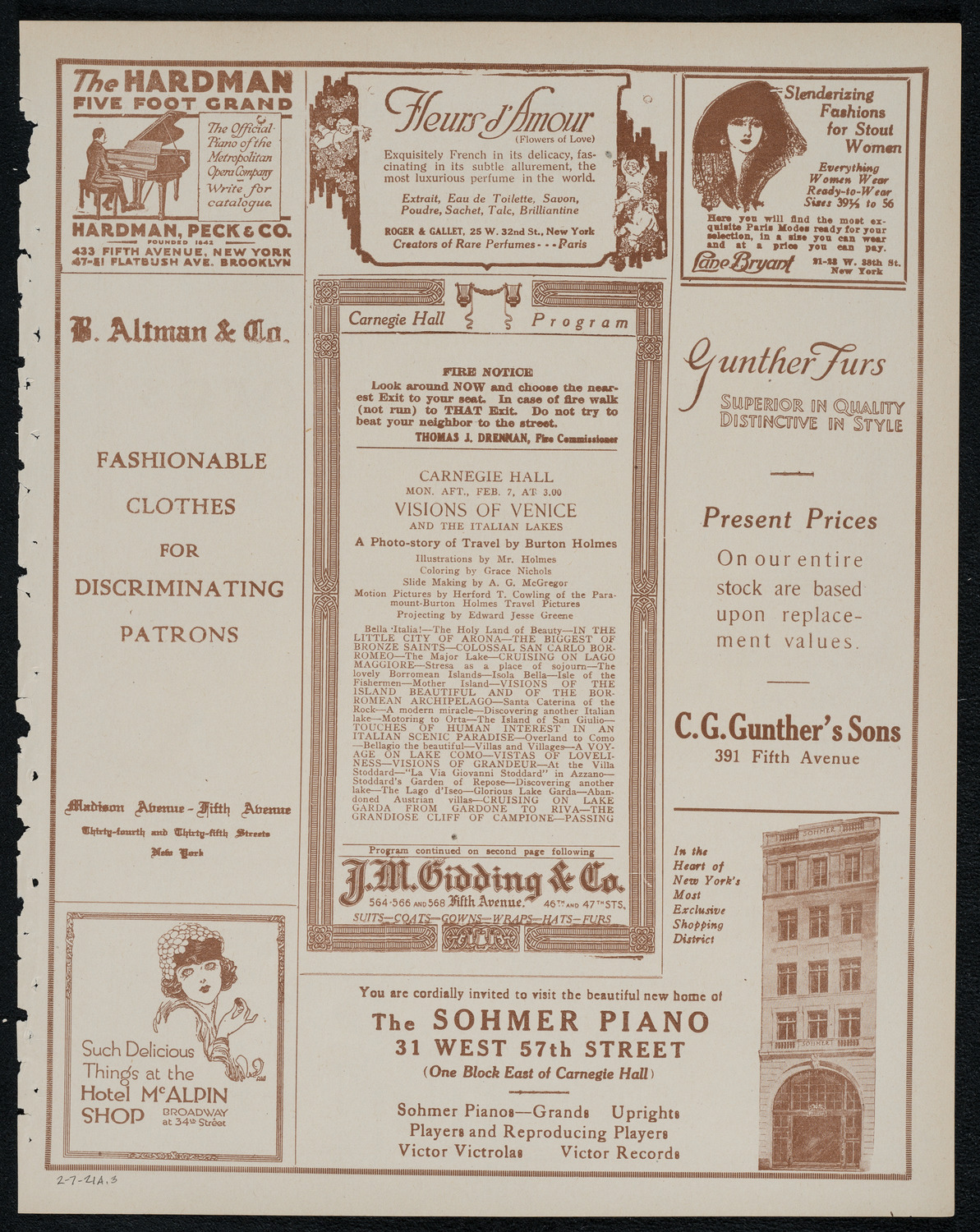 Burton Holmes Travelogue: Visions of Venice, February 7, 1921, program page 5