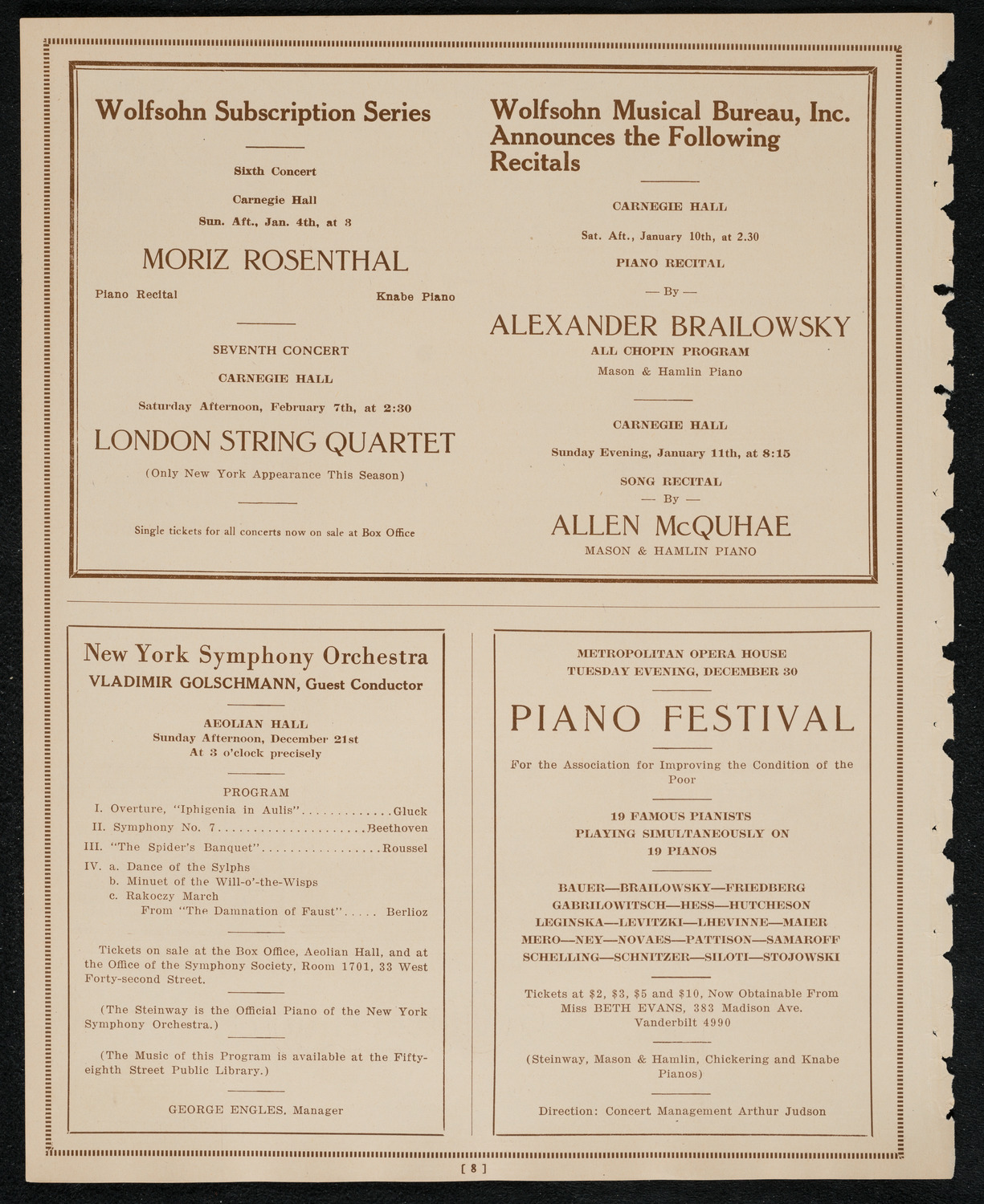New York Philharmonic, December 19, 1924, program page 8