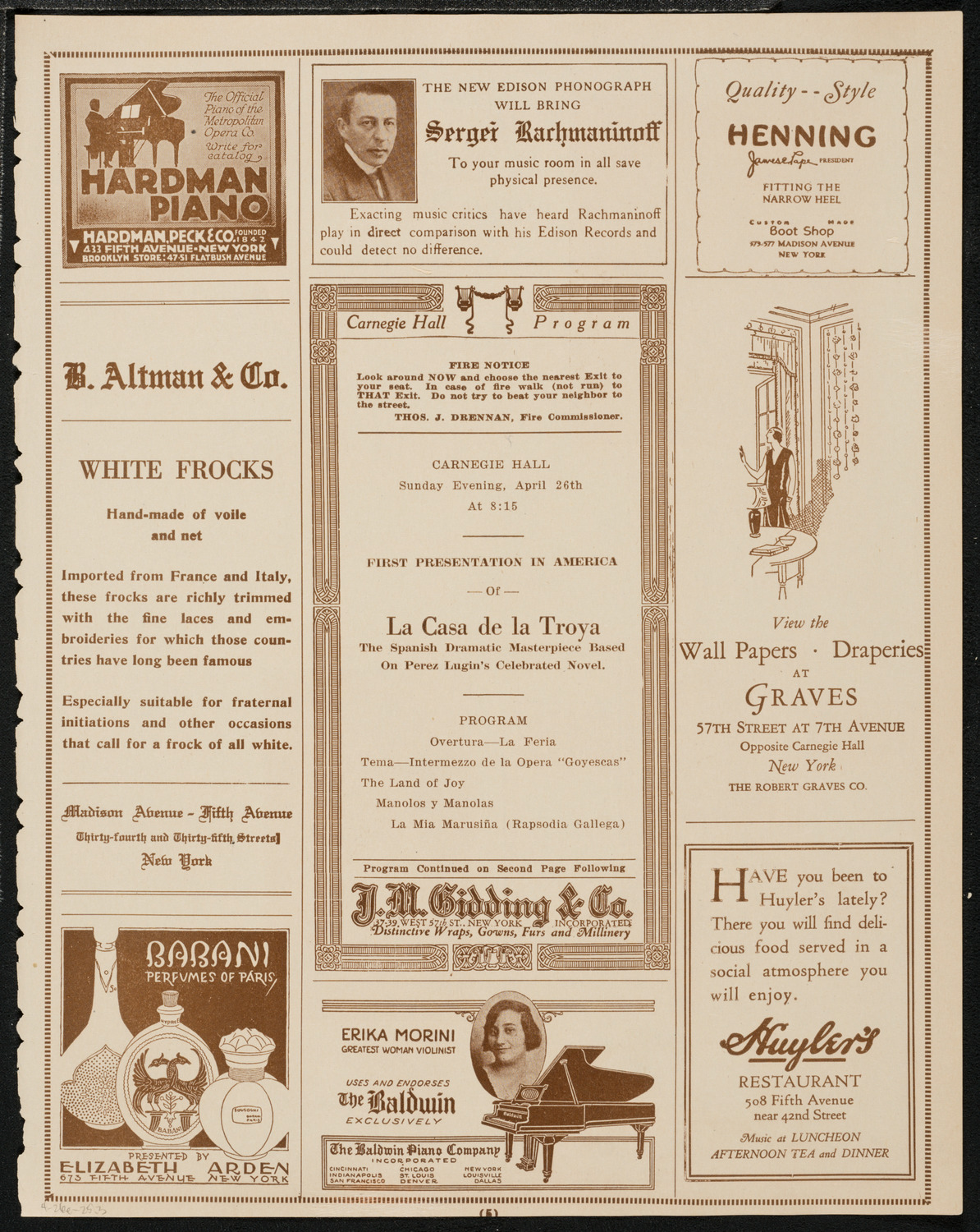 Film: La Casa de la Troya, April 26, 1925, program page 5