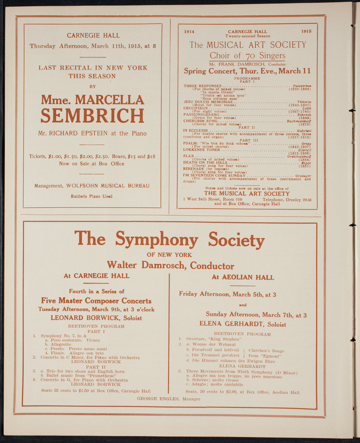 Alice Verlet, Soprano, March 4, 1915, program page 8