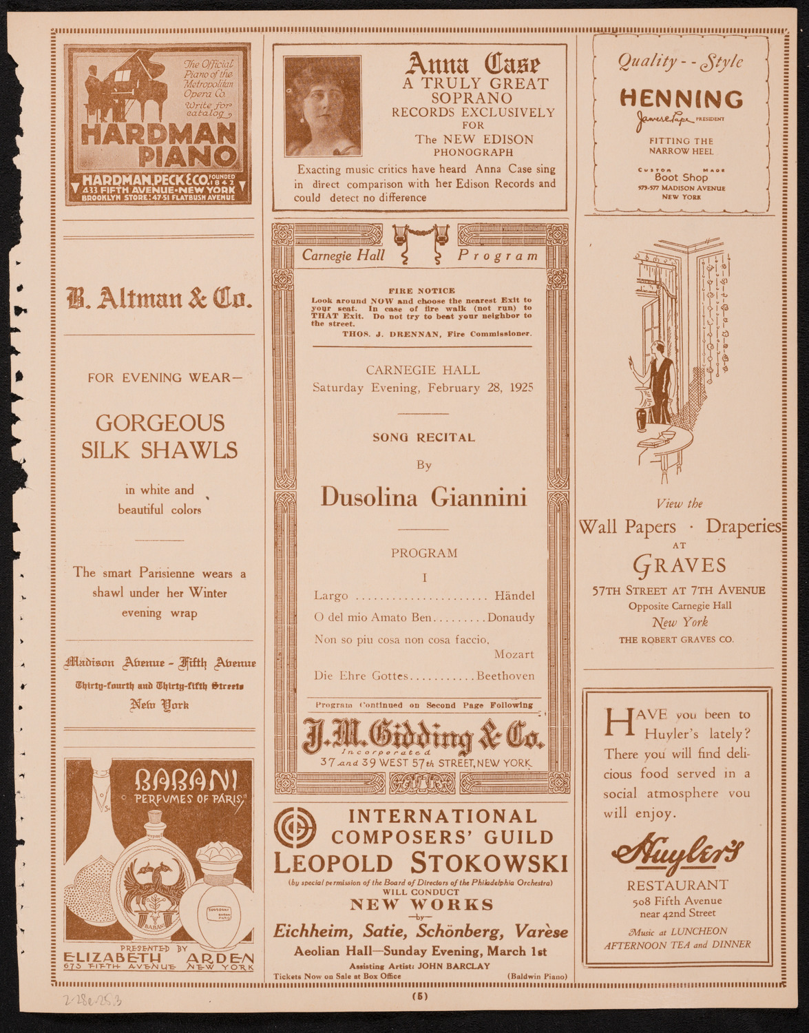 Dusolina Giannini, Soprano, February 28, 1925, program page 5
