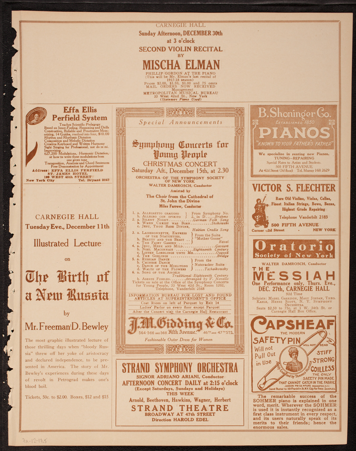 New York Philharmonic, December 7, 1917, program page 9