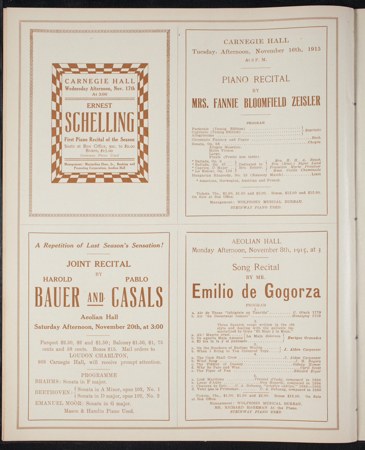 Boston Symphony Orchestra, November 6, 1915, program page 10