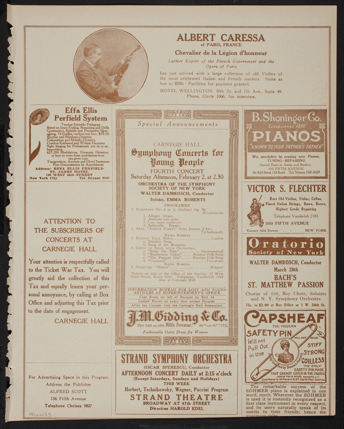 New York Philharmonic, January 6, 1918, program page 9