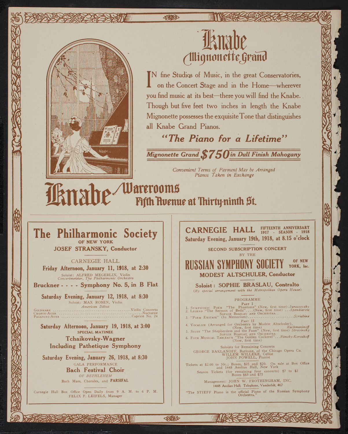 New York Symphony Orchestra, January 10, 1918, program page 12
