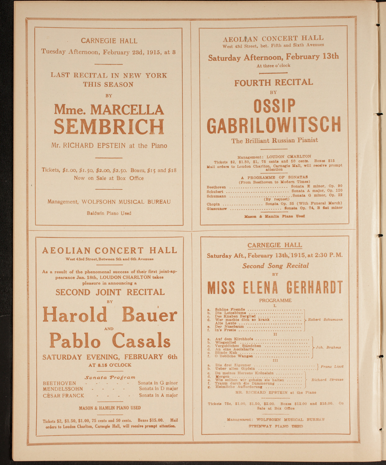 New York Symphony Orchestra, February 4, 1915, program page 10