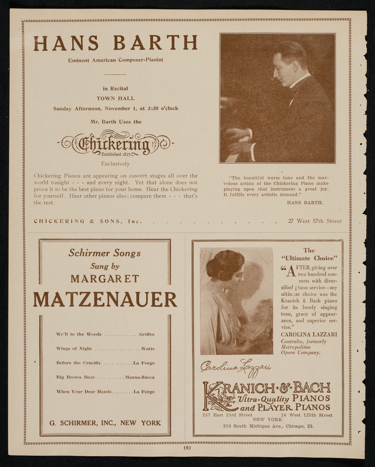 Margaret Matzenauer, Mezzo-Soprano, October 25, 1925, program page 6