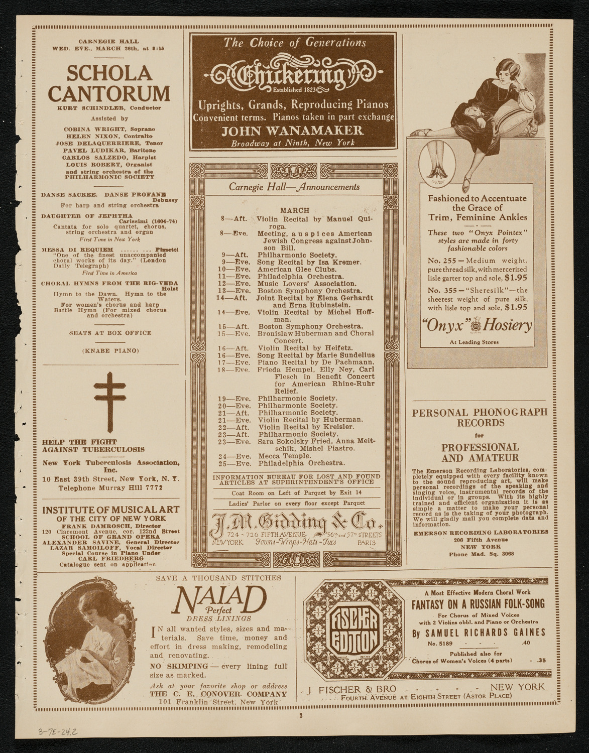 New York Symphony Orchestra, March 7, 1924, program page 3