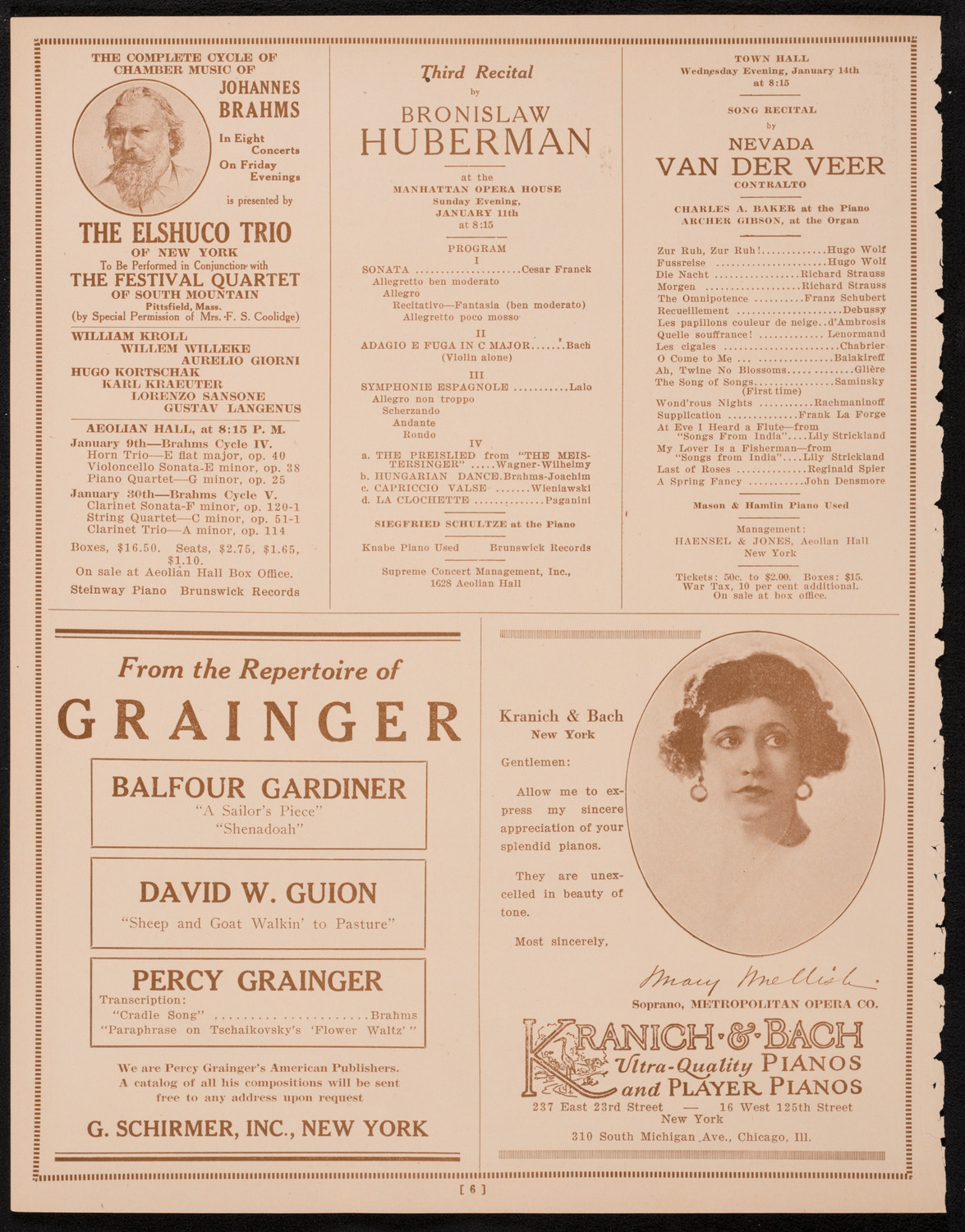 Philadelphia Orchestra, January 6, 1925, program page 6