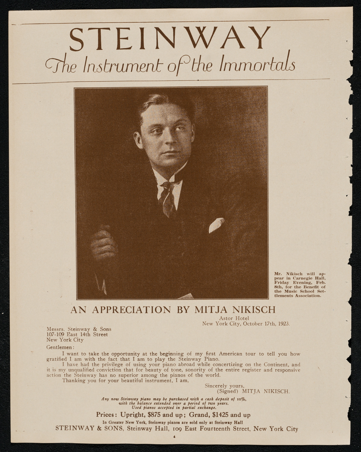 Margaret Matzenauer, Mezzo-Soprano, and Mitja Nikisch, Piano, February 8, 1924, program page 4