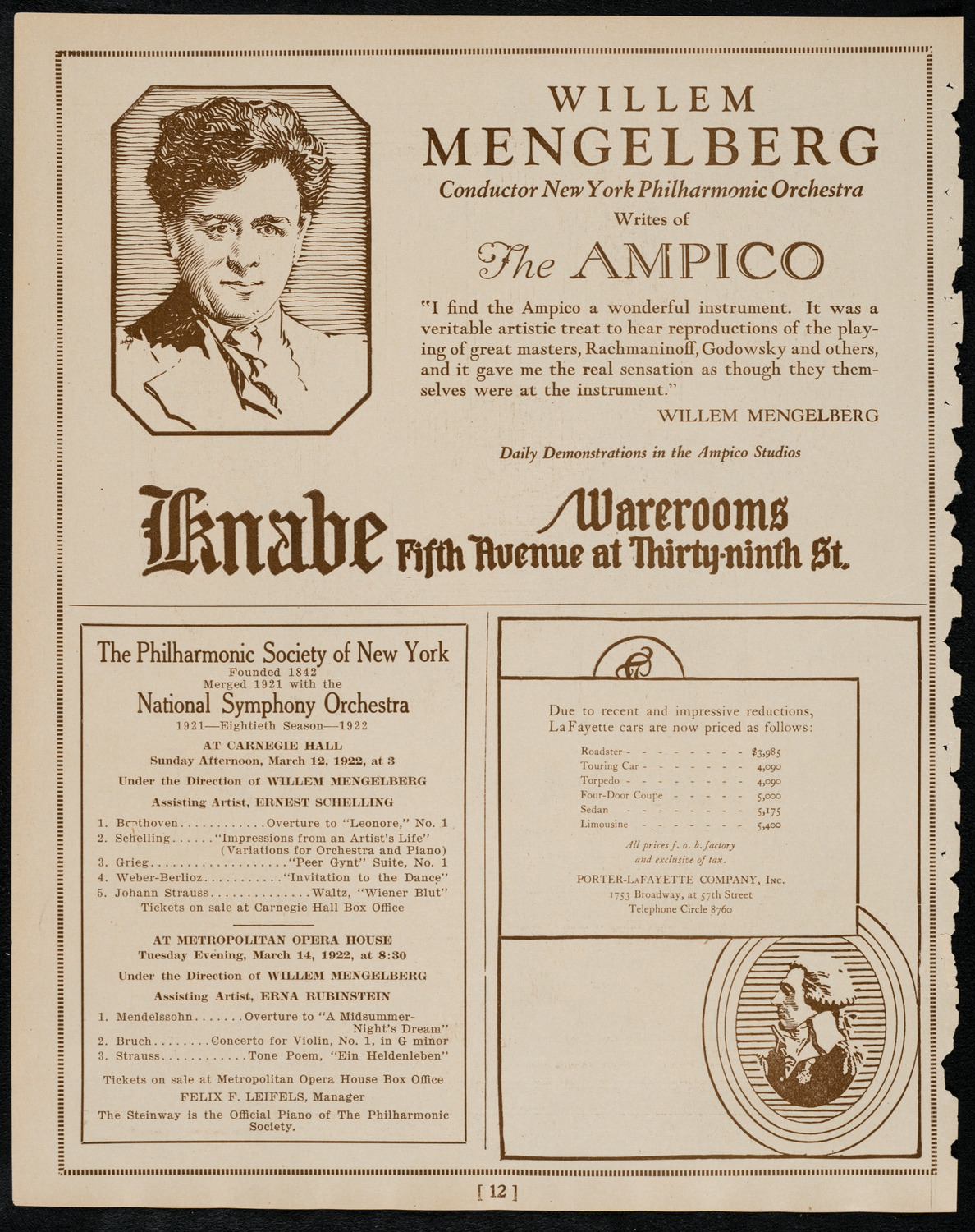 New York Symphony Orchestra, March 10, 1922, program page 12