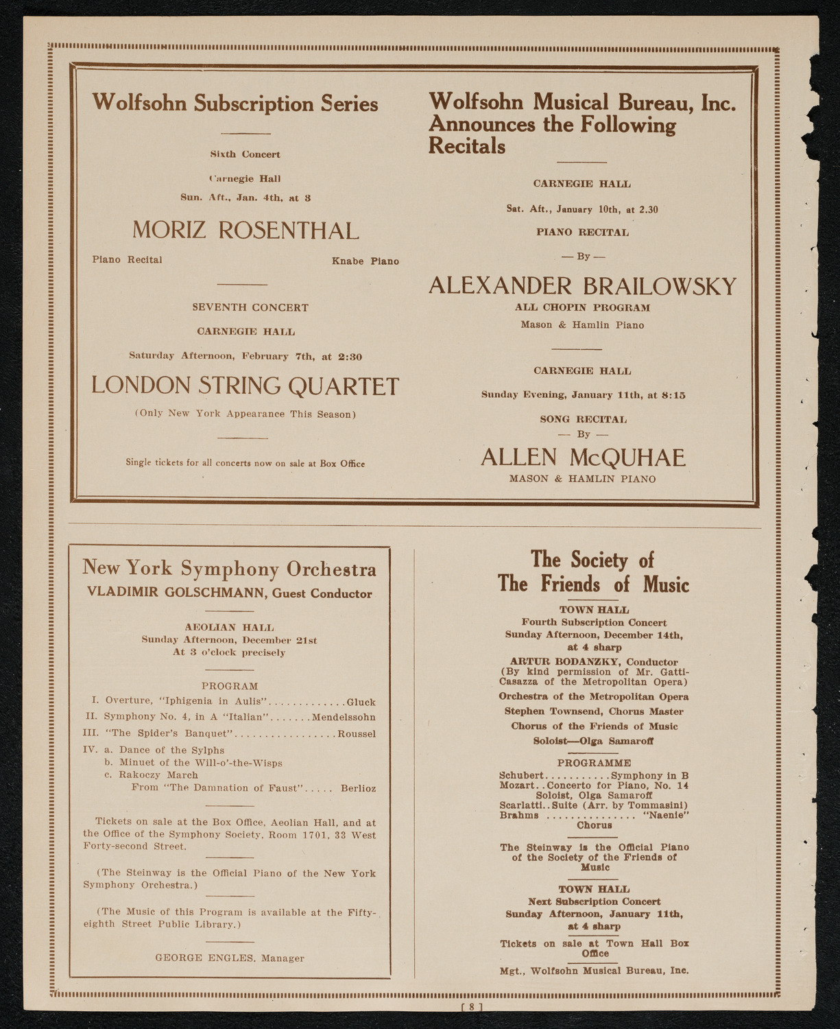 Carlos Sedano, Violin, December 8, 1924, program page 8