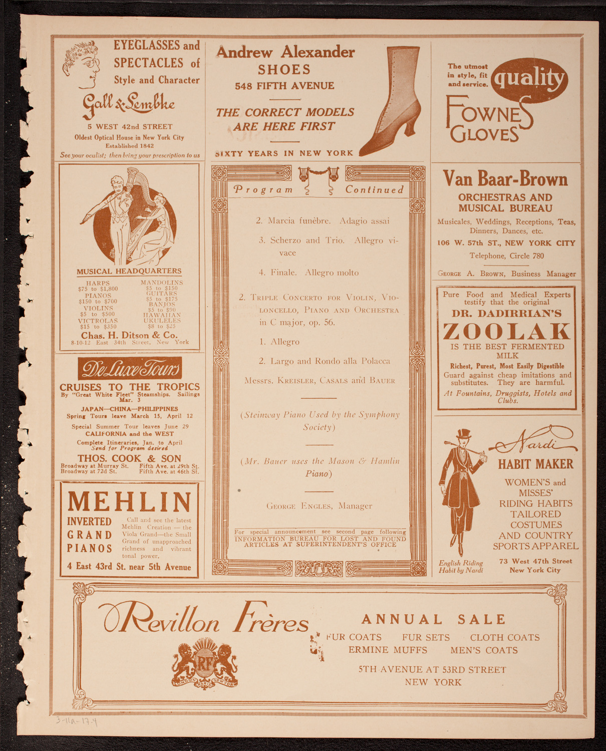 New York Symphony Orchestra, March 11, 1917, program page 7